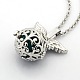 Trendy Women's Long Rolo Chain Brass Cage with Wings Locket Pendant Necklaces NJEW-L081-01-2