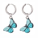 Two Tone Butterfly Dangle Hoop Earrings EJEW-JE04811-4