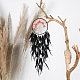 Toile/filet tissé en quartz rose naturel en fer avec décorations pendantes en plumes PW-WG17623-01-3