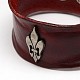 De aleación de estilo casual unisex de moda de la flor de lis del cordón de cuero tachonado pulseras amplia de pulseras X-BJEW-L285-04-2