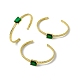 Зеленый стеклянный прямоугольный браслет-манжета с открытой манжетой BJEW-I307-01G-4