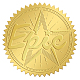 自己接着金箔エンボスステッカー  メダル装飾ステッカー  星の模様  50x50mm DIY-WH0211-303-1