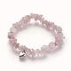 Bracelets extensibles avec perles en quartz rose naturel BJEW-JB02724-01-4