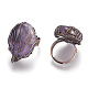 Adjustable Natural Amethyst Finger Rings RJEW-F085-A03-2