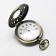 Cabezas vendimia huecos planos redondos de aleación de zinc reloj de cuarzo reloj de bolsillo para el collar del colgante WACH-R005-01-2