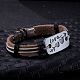 Unisex Trendy Leather Cord Bracelets BJEW-BB15505-C-2
