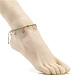 Плетеный ножной браслет из синтетических бирюзовых бусин AJEW-AN00483-3