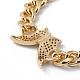 Bracelet à maillons papillon en zircone cubique transparente avec chaînes gourmettes BJEW-L460-001G-3