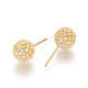 Brass Micro Pave Clear Cubic Zirconia Stud Earrings EJEW-K078-20A-G-2