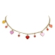 Lätzchen-Halskette aus legiertem Herz und Millefiori-Glasblumen mit handgefertigter Ionenplattierung (IP) NJEW-JN04403-2