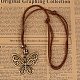Adjustable Leather Cord Alloy Butterfly Pendant Necklaces NJEW-L424-11A-1