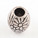 Tibetan Style Barrel with Flower Alloy Beads TIBEB-0723-AS-FF-1