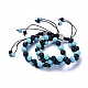 Bracelets de perles tressées en turquoise synthétique et agate noire naturelle BJEW-JB04224-03-1