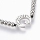 Einstellbar 304 Edelstahl geflochtenen Perlen Armbänder BJEW-I263-02-4