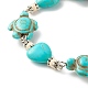 Bracelet en perles synthétiques turquoise (teint) coeur et tortue BJEW-JB07302-02-4