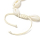 Natürliche geflochtene Perlen-Fußkettchen aus Kaurimuscheln für Frauen AJEW-AN00527-02-6
