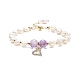 Bracelet perlé de pierres précieuses et de perles avec breloque cœur en zircone cubique BJEW-JB08167-4