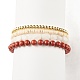 Set di braccialetti elasticizzati con perline 4 pz 4 stile pietra di luna arcobaleno naturale e diaspro rosso e turchese sintetico (tinto) BJEW-JB07977-4