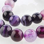 Ágata piedra preciosa natural hebras de perlas reronda, teñido, Violeta Azul, 10mm, agujero: 1 mm, aproximamente 38 pcs / cadena, 14.96 pulgada