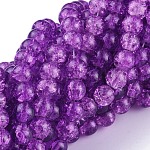 Blau violett knistern glas runde perlen stränge für diy schmuck, 8 mm, Bohrung: 1.3~1.6 mm, 31.4 Zoll