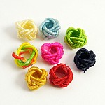 Handmade Nylon Cord Woven Elastic Beads, Round, Mixed Color, 6x5mm, Hole: 3mm