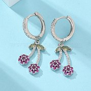 Латунные кубических серьги циркония обруч EJEW-R016-16P