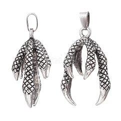Colgantes de la aleación de estilo tibetano, garra, plata antigua, 36x23x16mm, agujero: 4x7 mm