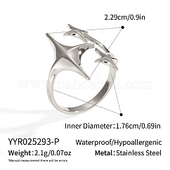 Anneaux de manchette réglables ouverts en acier inoxydable 304 pour femmes, étoiles du nord, couleur inoxydable, 22.9mm, diamètre intérieur: 17.6 mm