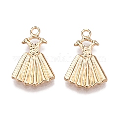 Acumular colgantes de aleación de revestimiento, vestido, dorado, 20x13x2mm, agujero: 1.8 mm