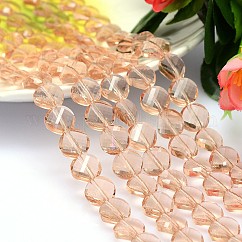 K9 vidrio, Facetas de imitación reronda hebras planas de abalorios de cristal austriaco, aaa grado, peachpuff, 10x5mm, agujero: 0.9~1 mm, aproximamente 40 pcs / cadena, 15.7 pulgada