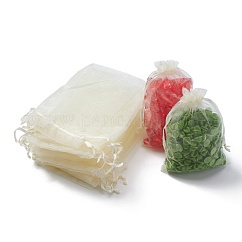 Sacs-cadeaux en organza avec cordon de serrage, fête de mariage cadeaux de noël sacs-cadeaux, pochettes en organza pour pot-pourri, papayawhip, 15x10 cm