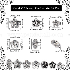 210 Stück 7 Stile tibetischen Stil Legierung Blume Perlen&nbsp;FIND-SC0012-98