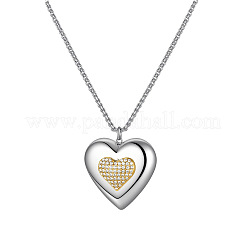 Colliers pendentifs bicolores en acier inoxydable chirurgical 316 sertis de micro-pavés de zirconiums cubiques transparents pour femmes&nbsp;WG2A391-01