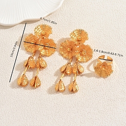 Elegante Ohrringe und Manschettenringe mit Blumenquasten aus Eisen für Damen&nbsp;TS0972