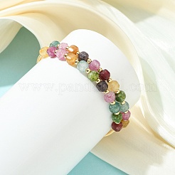 Bracelets manchettes en fil de cuivre sertis de tourmaline naturelle cubique et de perles d'eau douce&nbsp;BJEW-JB13984-01