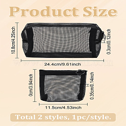 2 pz 2 stili di sacchetti cosmetici in garza di nylon con cerniera&nbsp;ABAG-LP0001--29B