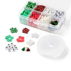 3 colori 1155 pezzi fai da te per creare braccialetti elasticizzati a tema natalizio&nbsp;DIY-LS0001-22B