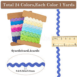 4 crads 4 styles de ruban de bordure à franges ondulées en polyester&nbsp;DIY-GF0009-47