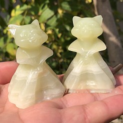 Figurines de chat sculptées en jade afghan naturel&nbsp;PW-WG9BFEC-01