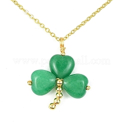 Halskette mit Kleeblatt-Anhänger aus natürlicher malaysischer Jade zum St. Patrick's Day mit Ketten aus 304er Edelstahl&nbsp;X-NJEW-JN04417