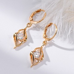 Orecchini a monachella in ottone con micro pavé di zirconi chiari&nbsp;EJEW-K300-20G