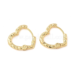 Orecchini a cerchio a forma di cuore martellato in acciaio inossidabile 304&nbsp;X-EJEW-U065-02A-G