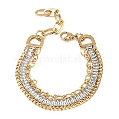 Doppellagige Kettenarmbänder aus Edelstahl 304 und Glas für Damen&nbsp;BJEW-F540-10G-03
