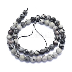 Natürliche schwarze Seide Stein / Netstone Perlen Stränge&nbsp;G-K310-A09-8mm