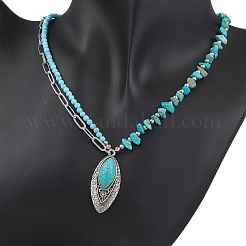 Collane con ciondolo in lega con pavé di turchese sintetico occhio di cavallo&nbsp;NJEW-JN05158