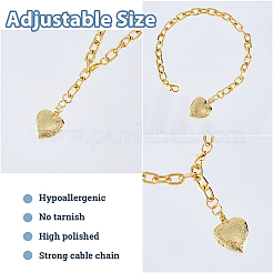 4 bracelet à breloques en forme de cœur avec médaillon en laiton&nbsp;BJEW-HS00015