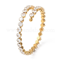 Brazaletes abiertos de acero inoxidable 304 con micro pavé de circonitas cúbicas para mujer&nbsp;BJEW-K293-04A-G