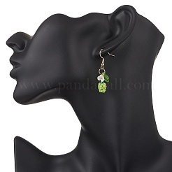 Boucles d'oreilles pendantes en forme de pomme avec perles de verre faites à la main&nbsp;EJEW-MZ00575