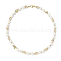 Collane di perle di vetro e ottone cavo per donne e uomini&nbsp;NJEW-JN05293