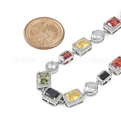 Colliers ovales et rectangulaires en laiton coloré avec zircone cubique pour femmes&nbsp;NJEW-M079-05P